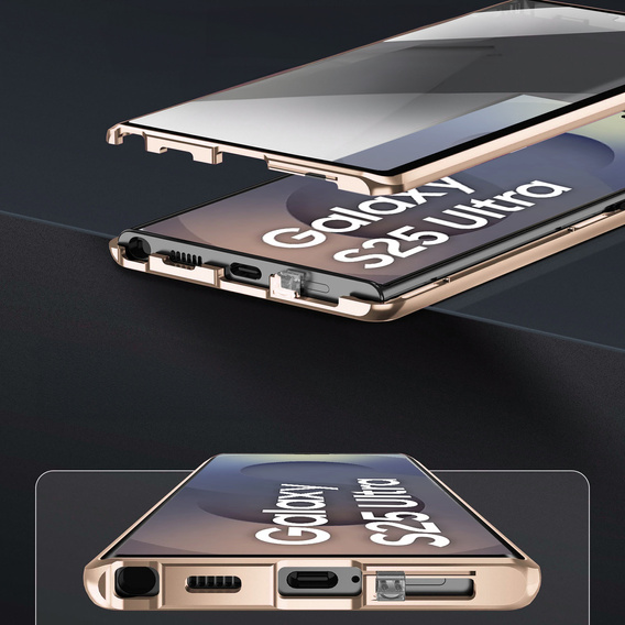 Чохол для Samsung Galaxy S25 Ultra, Magnetic Dual Glass, золотий