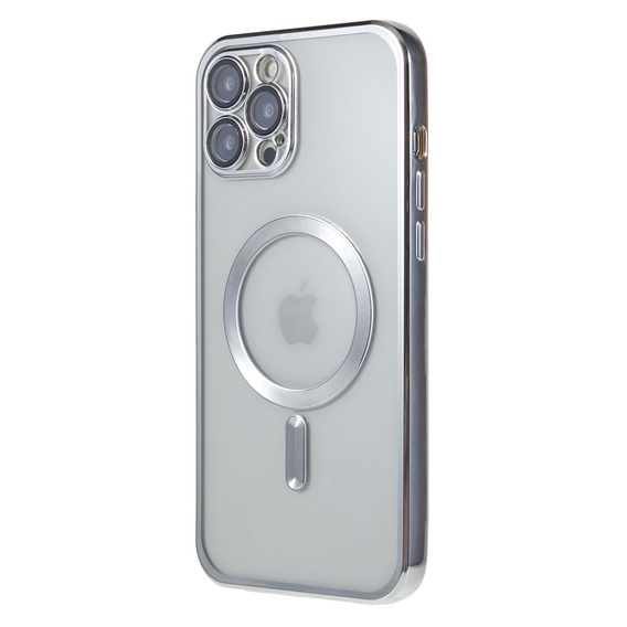 Чехол для iPhone 12 Pro, Electro MagSafe, серебряный + стекло для экрана
