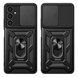 Бронированный чехол для Samsung Galaxy S23 FE, бронированное кольцо Slide Ring, черный + 9H стекло