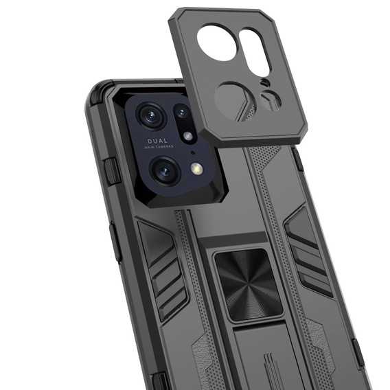 Чoхол до Oppo Find X5 Pro, Military kickstand, чорний