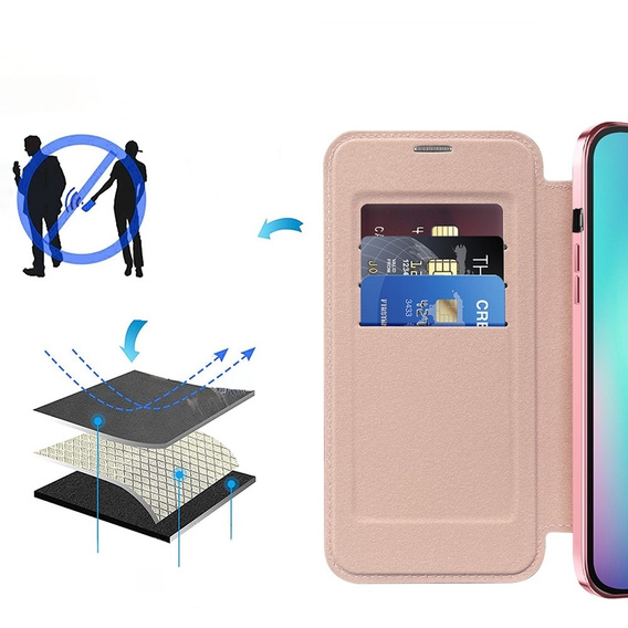 Откидной чехол для iPhone 15, RFID Wallet MagSafe CamShield, розовый