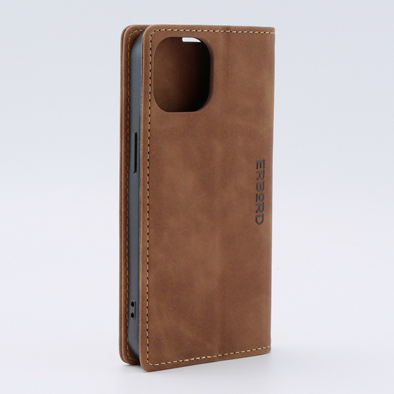 Чохол для iPhone 15, ERBORD Vintage, гаманець з клапаном, коричневий