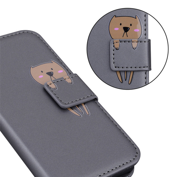 Чехол Wallet до Motorola Moto E20/E30/E40, Teddy, Grey