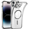 Чохол для iPhone 14 Pro, Electro MagSafe, сріблястий + Скло на екран