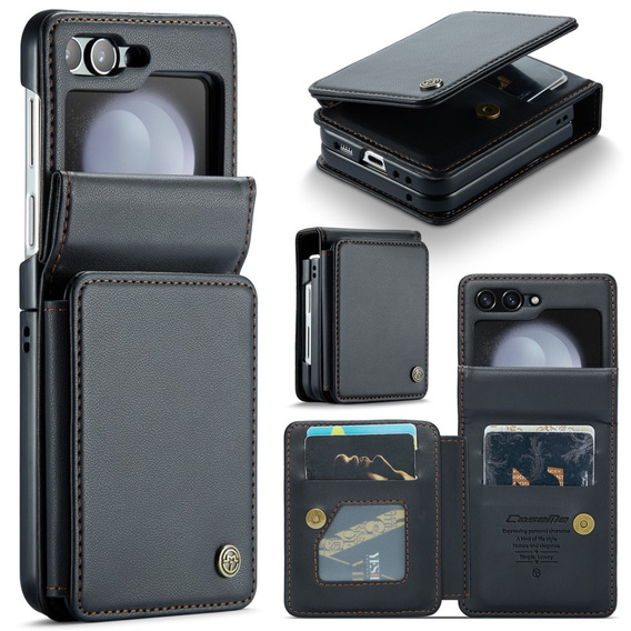 CASEME флип-кейс для Samsung Galaxy Z Flip5 5G, Litchi Wallet, чёрный