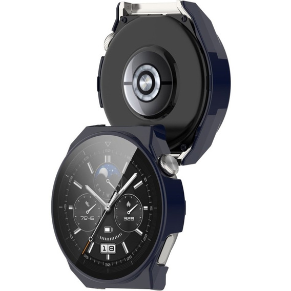 Силиконовый футляр со встроенным защитным стеклом до Huawei Watch GT 3 Pro 46mm, Dark Blue