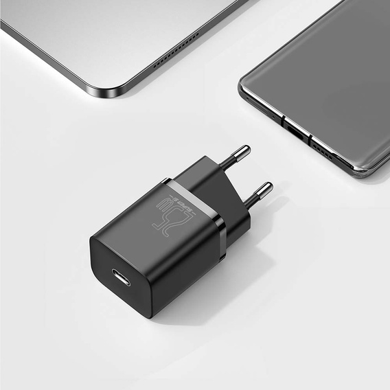Мережевий зарядний пристрій Baseus Super Si PD 25 Вт USB-C + кабель USB-C, чорний