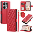 чехол-крышка для Xiaomi Redmi Note 13 Pro 4G / Xiaomi Redmi Note 14S / Xiaomi Poco M6 Pro 4G, Rhombus Crossbody Leather, красный