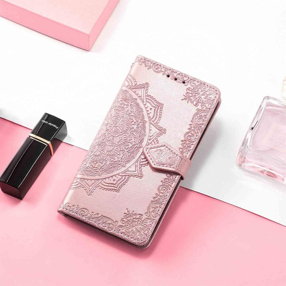 Откидной чехол для Oppo Reno 11F 5G, Mandala, розовый rose gold
