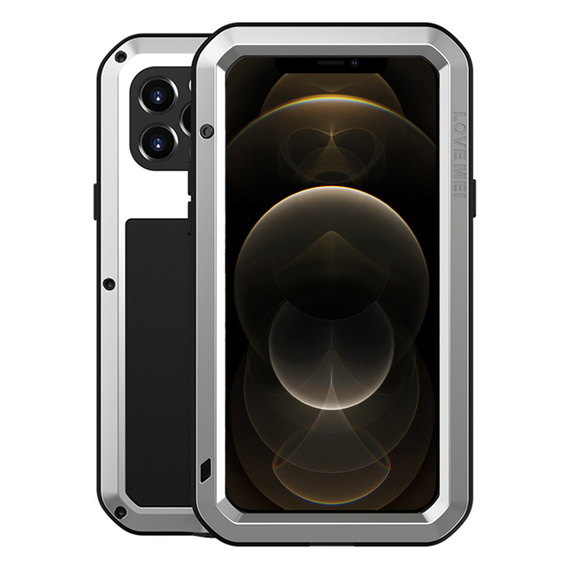 Чoхол Love Mei до iPhone 12 Pro, armored with glass, сріблястий