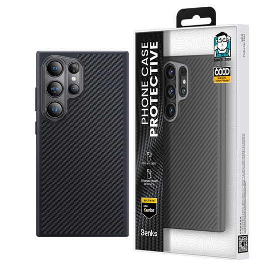Кевларовий чохол BENKS для Samsung Galaxy S24 Ultra, для MagSafe, Carbon Fiber, чорний