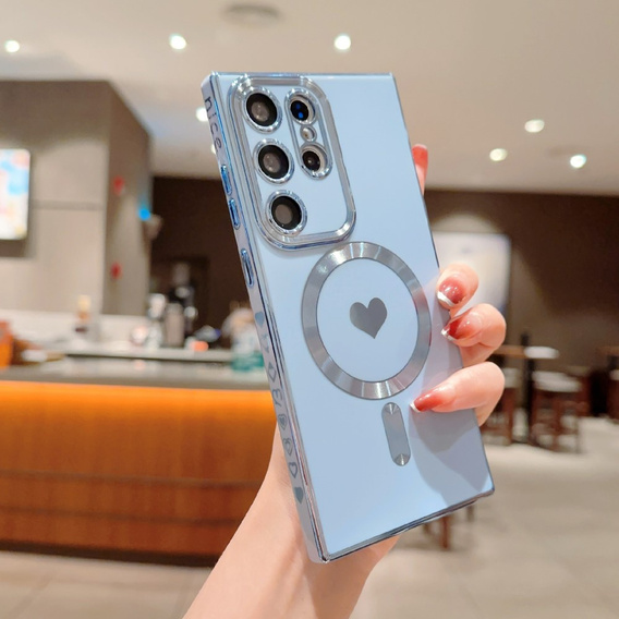 Чехол для Samsung Galaxy S22 Ultra, MagSafe Heart, синий