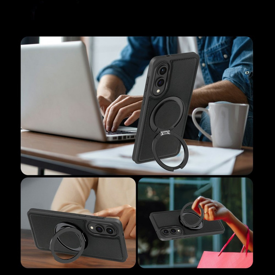 Чехол для Realme 12 Pro 5G / 12 Pro+ 5G, Leather Kickstand Ring, чёрный