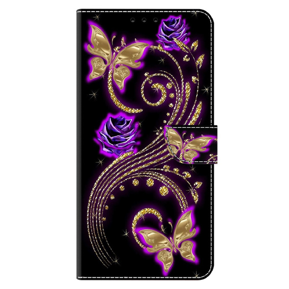 Откидной чехол для Xiaomi Redmi Note 12 4G, Wallet, flowers & butterfly, белый