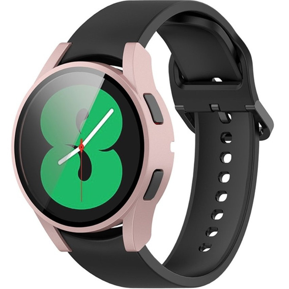 Силиконовый футляр со встроенным защитным стеклом до Samsung Galaxy Watch4 40mm, Rose Gold