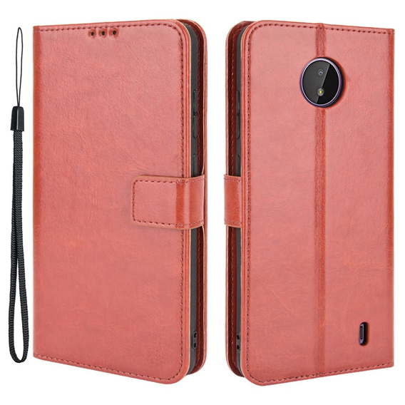 Футляр з клапаном для Nokia C10 / C20, Crazy Horse Wallet, коричневий