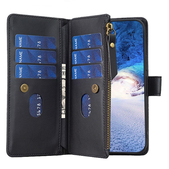 Откидной чехол для Xiaomi Redmi 13C / Poco C65, Wallet Zipper Pocket, чёрный