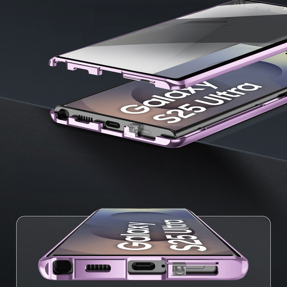 Чехол для Samsung Galaxy S25 Ultra, Magnetic Dual Glass, фиолетовый
