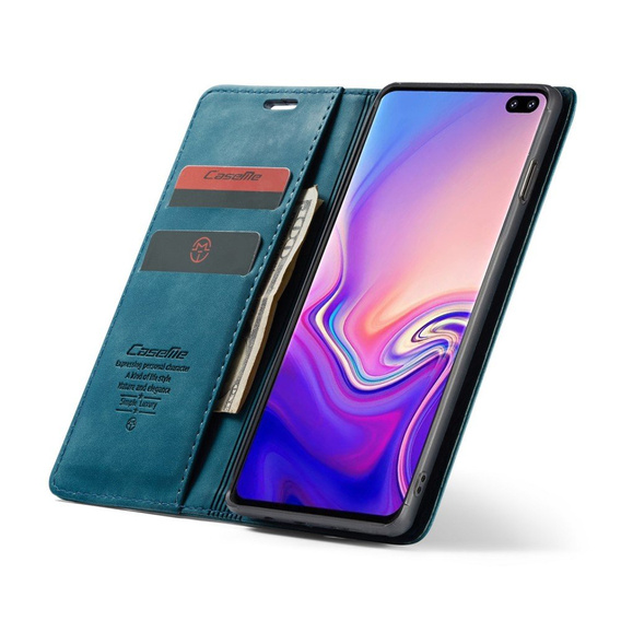 Чехол CASEME для Samsung Galaxy S10 Plus, Leather Wallet Case, синий