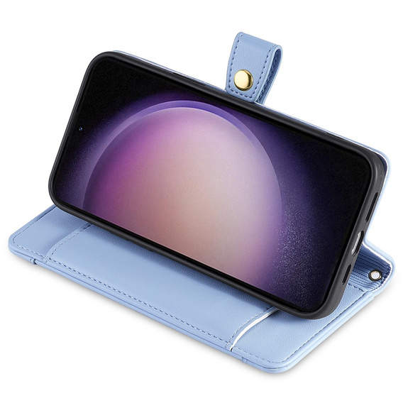 Откидной чехол для Samsung Galaxy S23, Wallet Zipper Pocket, синий