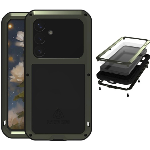 Чехол Love Mei до Samsung Galaxy S25+ Plus, armored with glass, зелёный