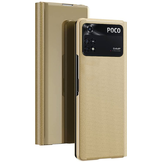 Чехол до Xiaomi Poco M4 Pro 4G, Clear View, золотой