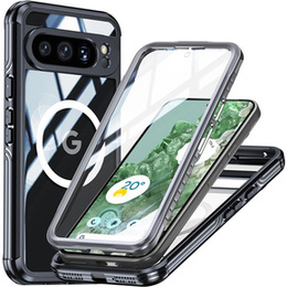Чехол для Google Pixel 9 Pro XL, Shockproof, со стеклом, для MagSafe, чёрный