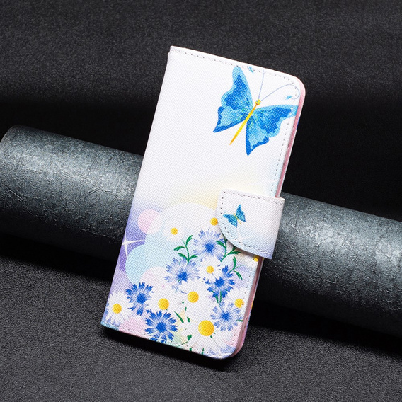 Откидной чехол для Samsung Galaxy S23 FE, Wallet, Butterfly & Flowers белый