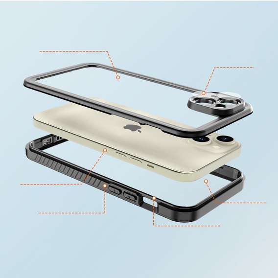 Водонепроницаемый чехол IP68 для iPhone 15 Plus, Redpepper, чёрный