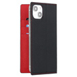 Откидной чехол для iPhone 15, Litchi Skin Grain, чёрный