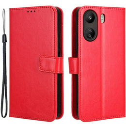 Футляр з клапаном для Xiaomi Redmi 13C / Poco C65, Crazy Horse Wallet, червоний