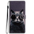 Откидной чехол для Samsung Galaxy A25 5G, Wallet, Cat, чёрный+ 9H стекло