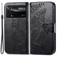 Откидной чехол для Xiaomi Poco X4 Pro 5G, Butterfly, чёрный