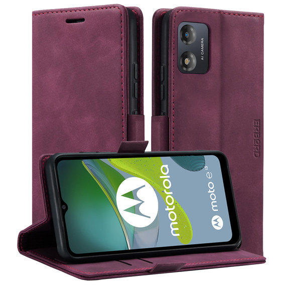 Чохол для Motorola Moto E13 4G, ERBORD Vintage, гаманець з клапаном, червоний