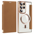 Откидной чехол для Samsung Galaxy S23 Ultra, RFID Wallet MagSafe CamShield, коричневый