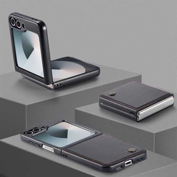 Чохол для Samsung Galaxy Z Flip7 FE / Z Flip6, CASE Litchi Leather, чорний