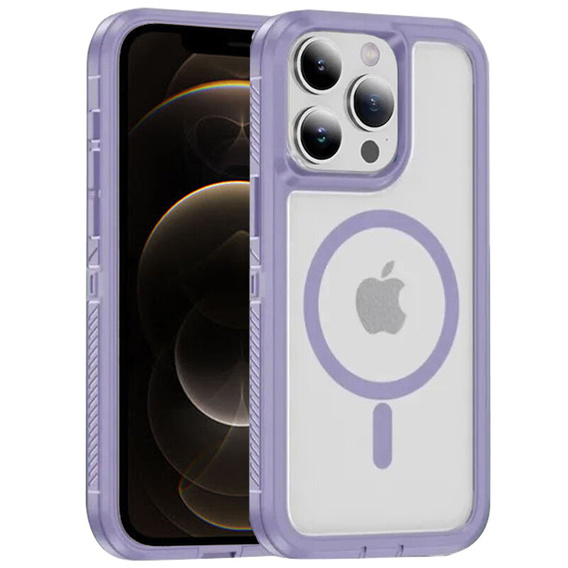 Чехол с рамкой для iPhone 12/12 Pro, для MagSafe, прозрачный / фиолетовый