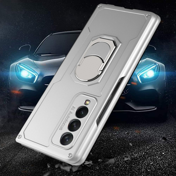 Чохол GKK KickStand Ring до Samsung Galaxy Z Fold3 5G, Cam Shield, Silver