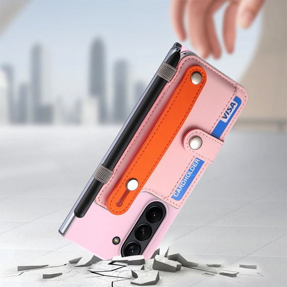 Чохол для Samsung Galaxy Z Fold 5 5G, з підставкою, склом та стилусом, шкіряний, чорний