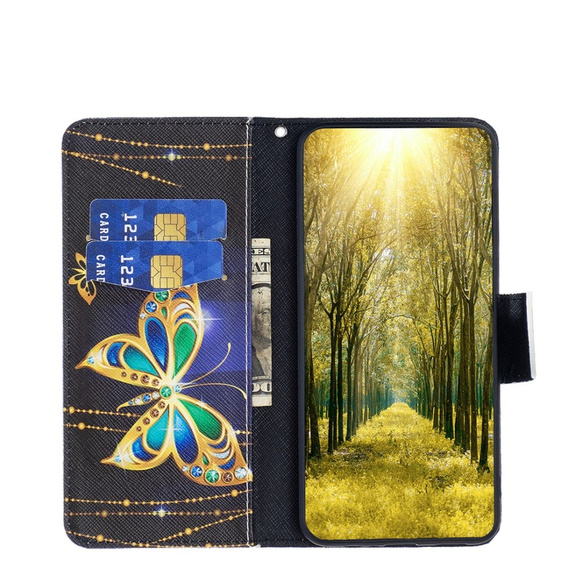 Чохол-книжка для Samsung Galaxy A15, Wallet, jewelry butterfly + скло 9H
