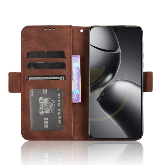 Футляр з клапаном для Xiaomi 14T Pro, Card Slot, коричневий