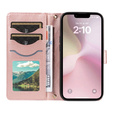 Чохол-сумка для iPhone 16E, Rhombus Crossbody Leather, рожевий rose gold