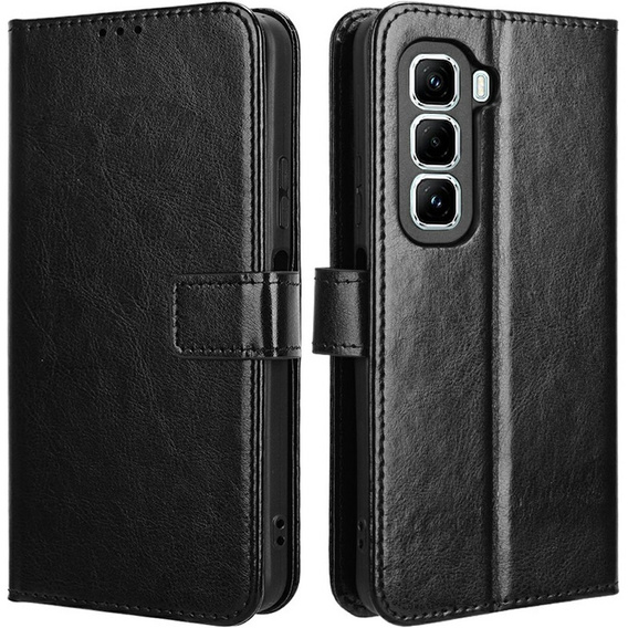 Футляр з клапаном для Infinix Hot 50 Pro 4G, Crazy Horse Wallet, чорний
