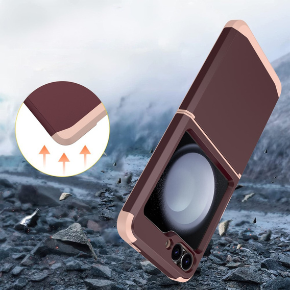 Бронированный чехол для Samsung Galaxy Z Flip7 FE / Z Flip6, Armor Shockproof, бордовый