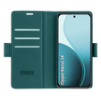 Чехол для Oppo Reno 14, ERBORD Glossy Litchi, кошелек с клапаном, зелёный