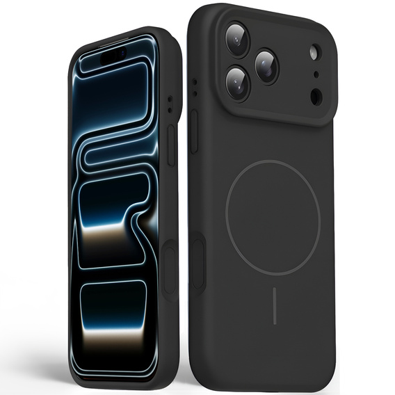 Силіконовий чохол для iPhone 17 Pro Max, для MagSafe, протиударний, чорний