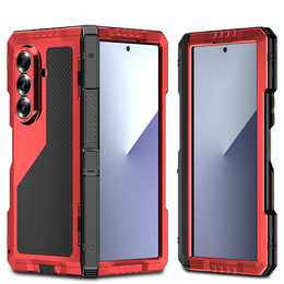 Бронированный чехол для Samsung Galaxy Z Fold6 5G, алюминиевый, с подставкой и местом для стилуса, чёрный