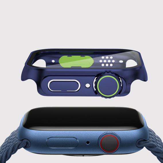 2в1 чохол та захисне скло для годинника Apple Watch 6/5/4/SE 44MM, Dark Blue/Green