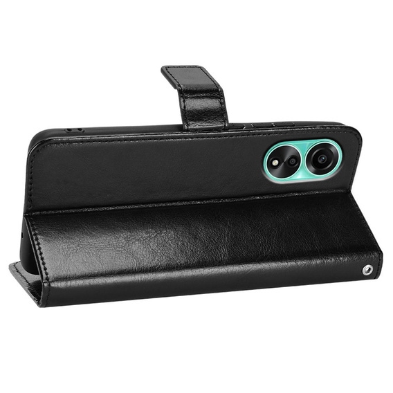 Откидной чехол для Oppo A78 4G, Crazy Horse Wallet, чёрный