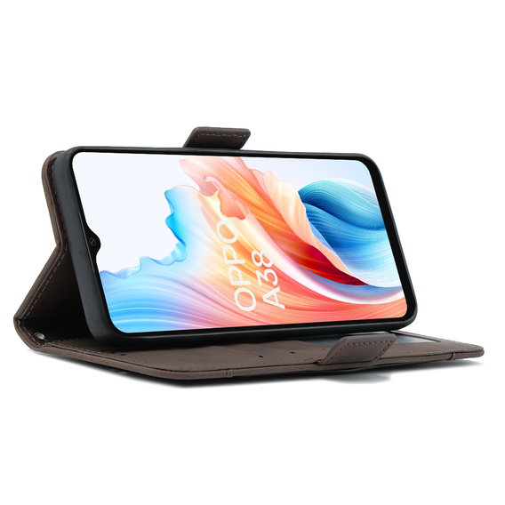 Футляр з клапаном для Oppo A38 4G / Oppo A18 4G, Card Slot, коричневий